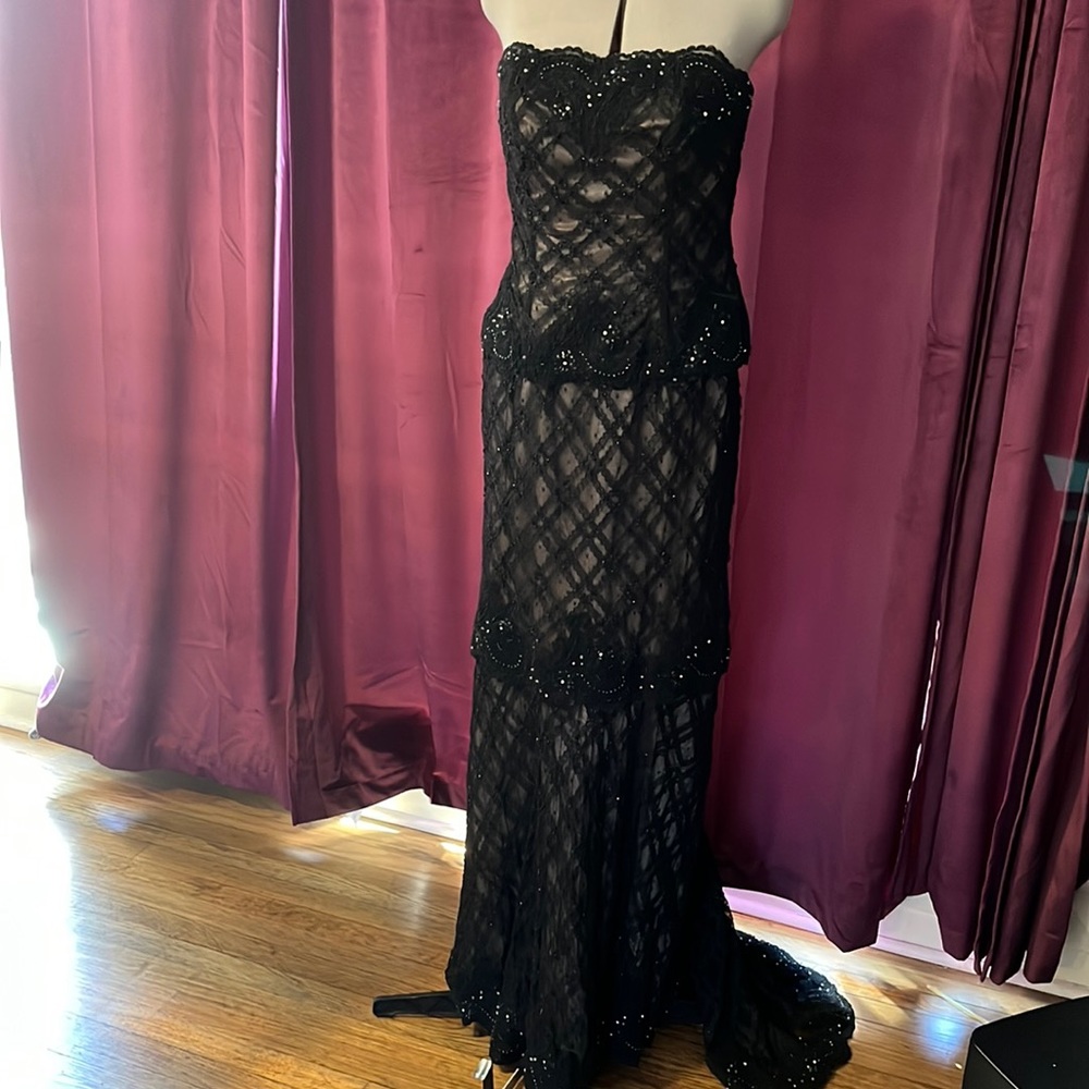 Vintage Jovani Lace and Bead Gown w/ Train